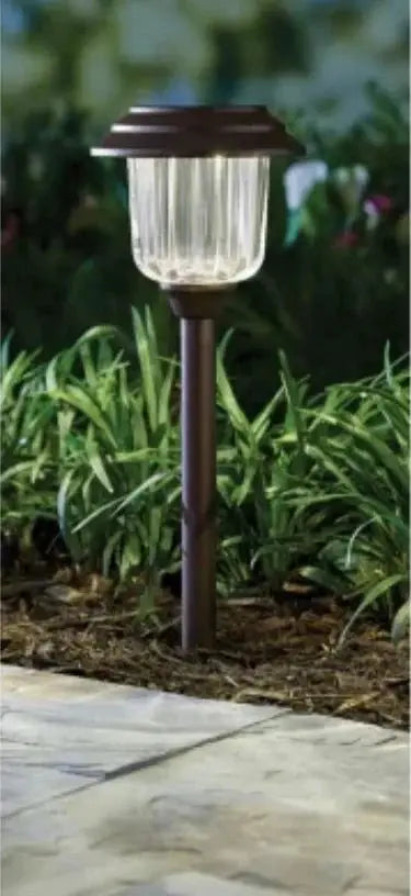 SmartYard Solar Pathway Lights Stainless-Steel and Glass (8 pack) by Outdoor Solar Outlet