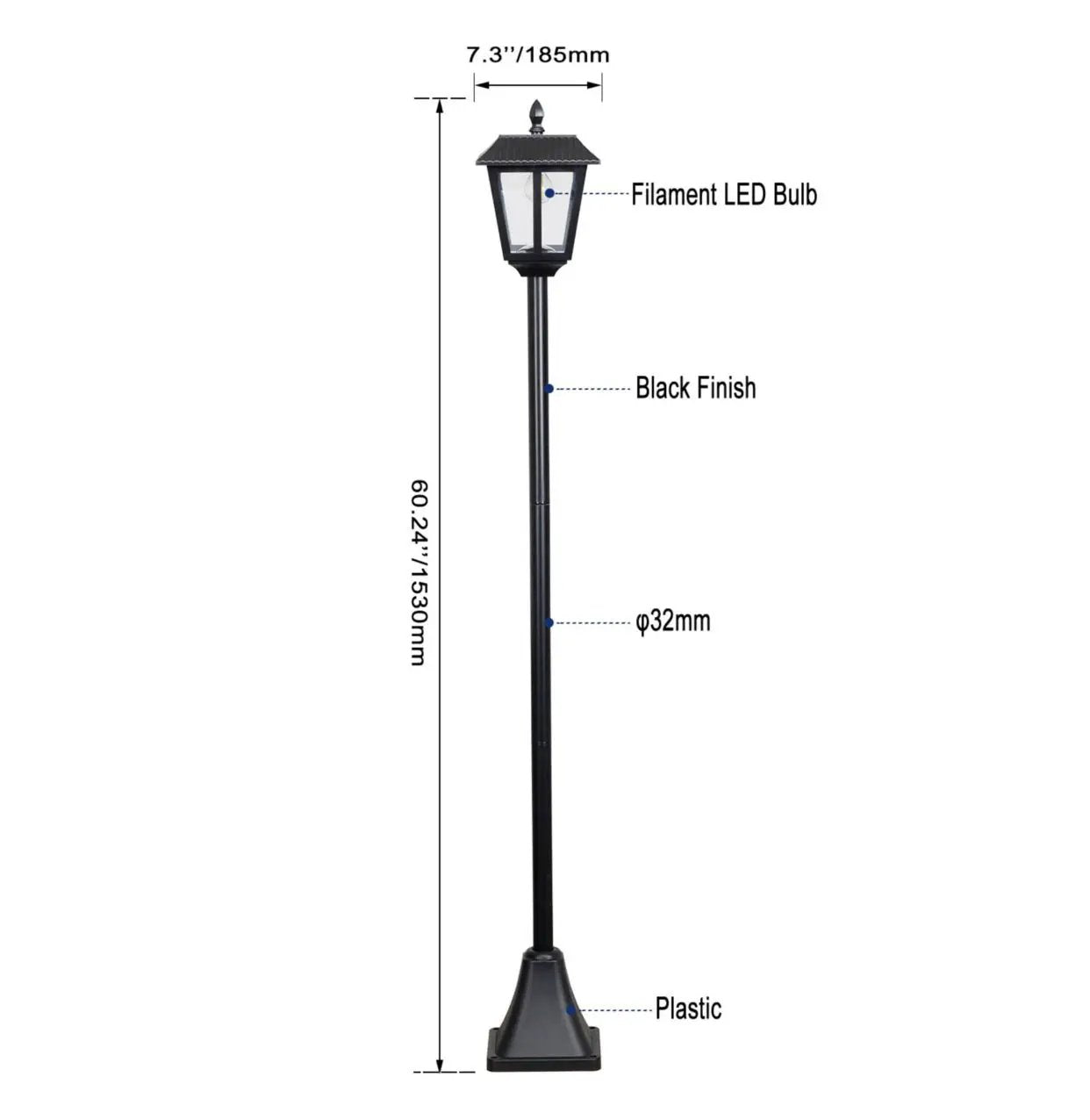 SmartYard Solar Post Lamp Set, Warm White Vintage Light (2-Pack) by Outdoor Solar Outlet