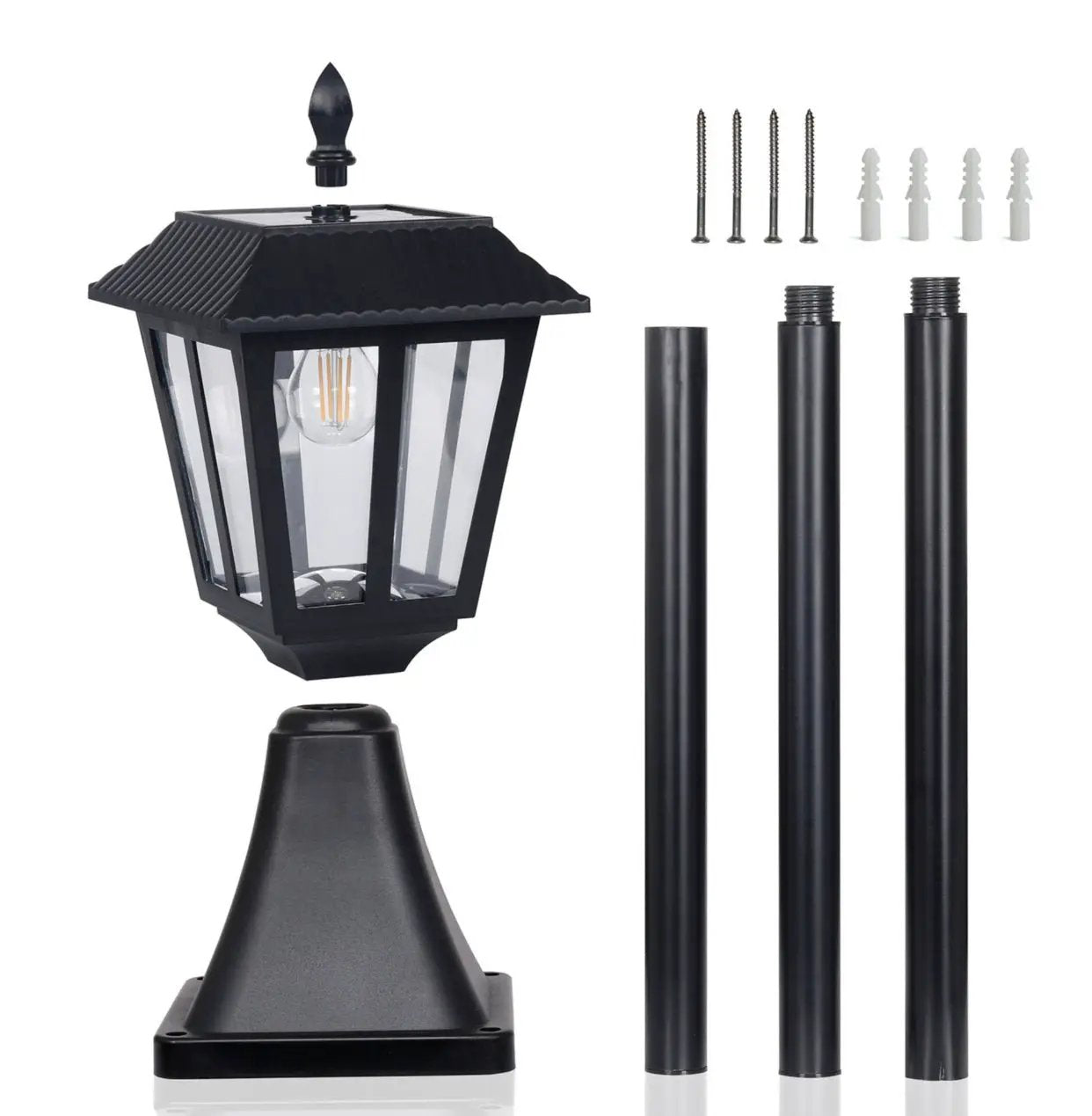 SmartYard Solar Post Lamp Set, Warm White Vintage Light (2-Pack) by Outdoor Solar Outlet