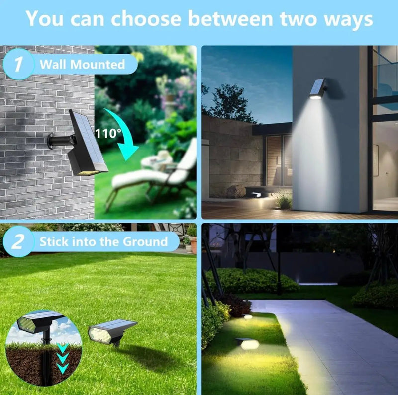 SmartYard Solar Spot Lights 53 LEDs, 2 Modes Pathway/Wall Lights 2 In 1 Auto On/Off 4 Pack(Cool White) by Outdoor Solar Outlet