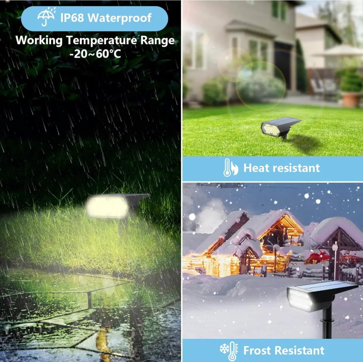 SmartYard Solar Spot Lights 53 LEDs, 2 Modes Pathway/Wall Lights 2 In 1 Auto On/Off 4 Pack(Cool White) by Outdoor Solar Outlet