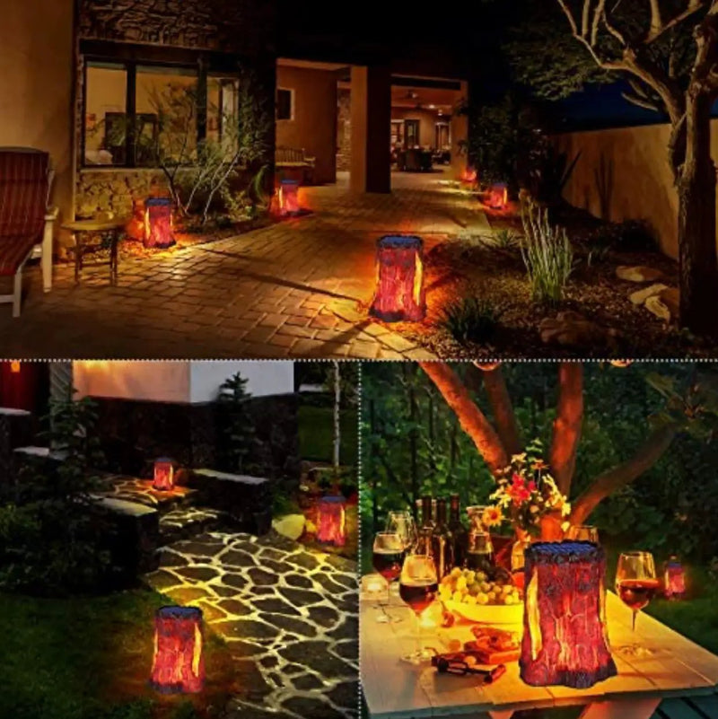 SmartYard Solar Stump Lights Outdoor Upgraded Larger Size Flickering Flame Decorative Solar Lantern 2 -Pack by Outdoor Solar Outlet
