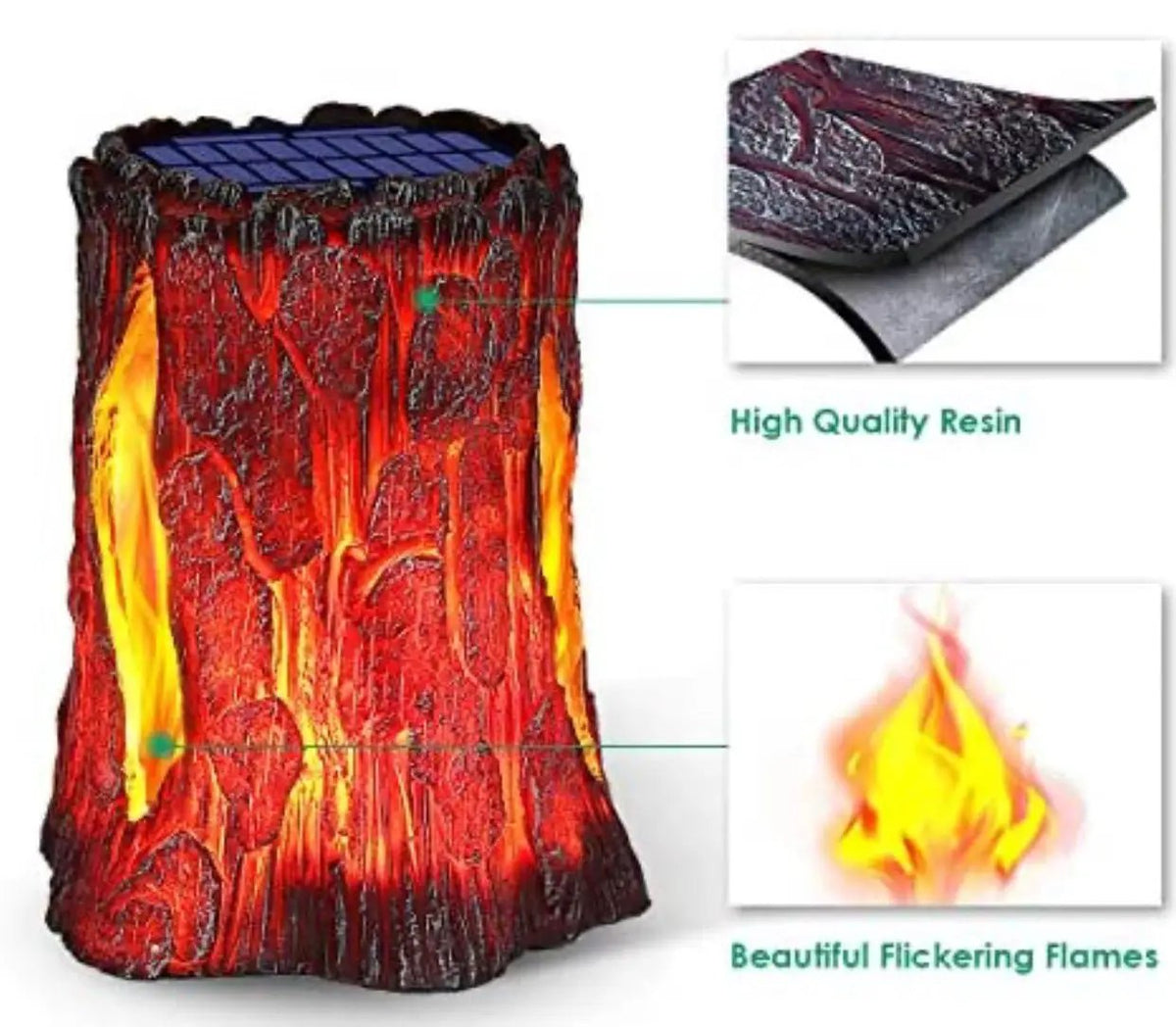 SmartYard Solar Stump Lights Outdoor Upgraded Larger Size Flickering Flame Decorative Solar Lantern 2 -Pack by Outdoor Solar Outlet