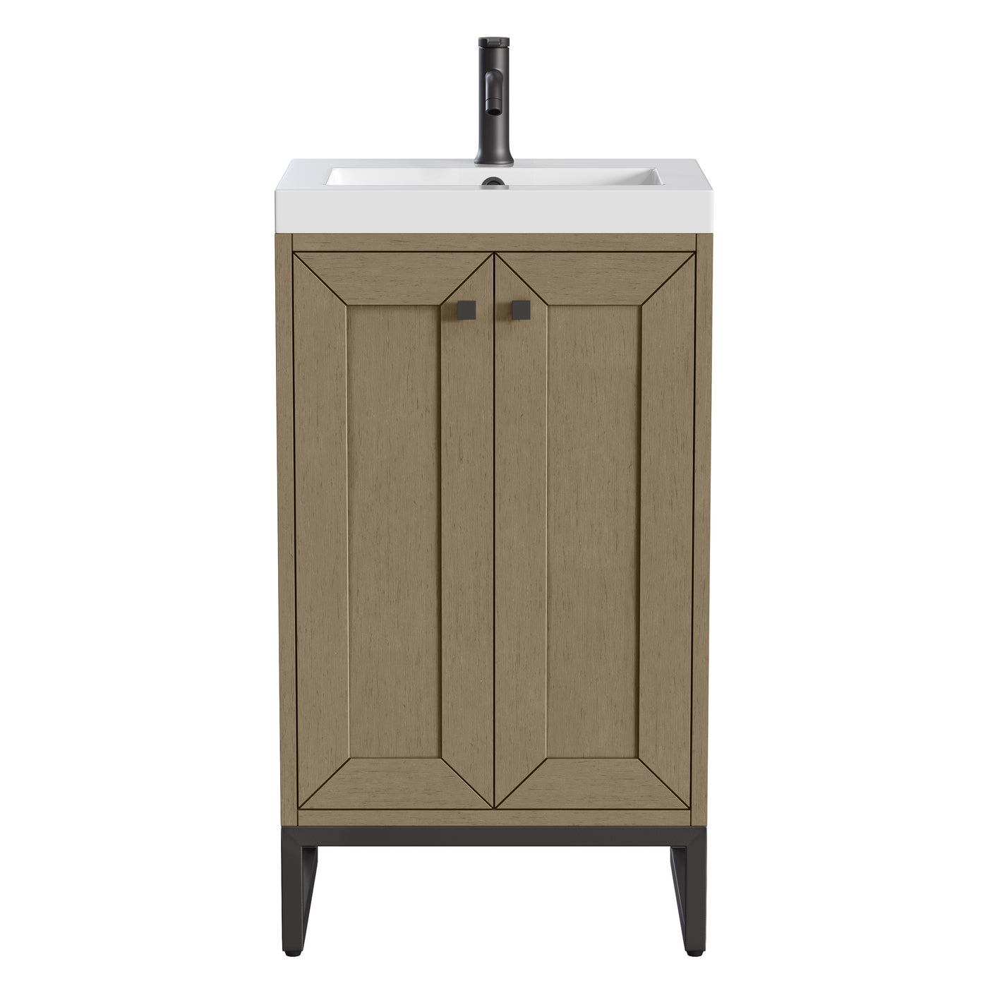 James Martin Chianti 20" Single Bathroom Vanity, Walnut Whisper with White Glossy (Matte Black) countertop