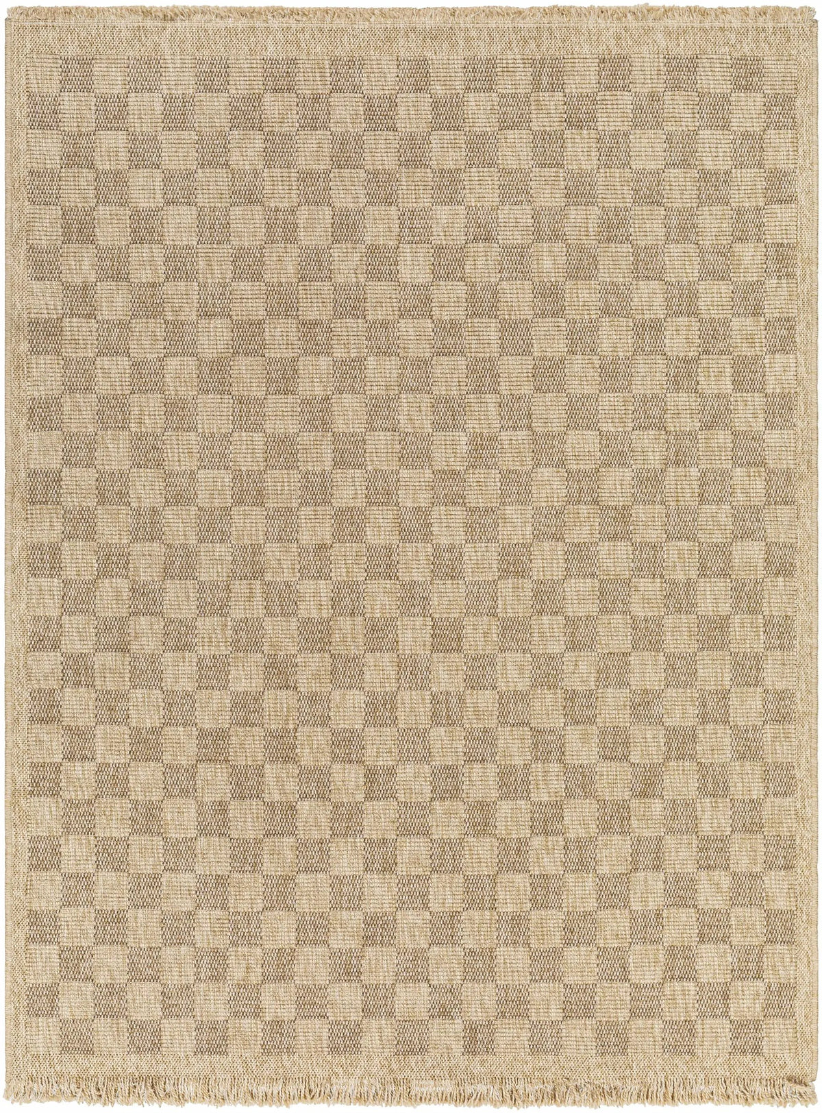 Jurek Beige Checkered Outdoor Area Rug