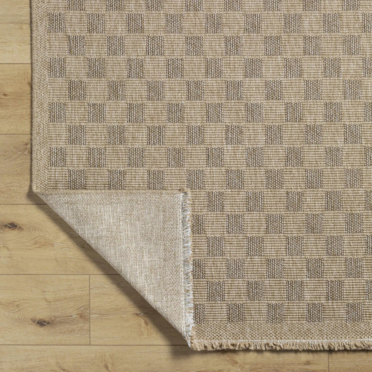 Jurek Beige Checkered Outdoor Area Rug, photo 12 of 15