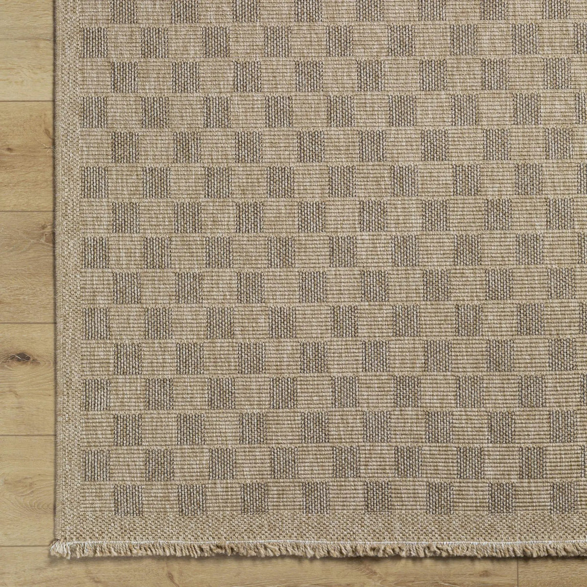 Jurek Beige Checkered Outdoor Area Rug, photo 14 of 15