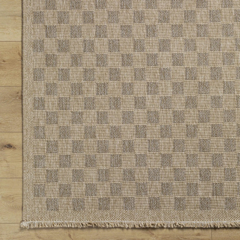 Jurek Beige Checkered Outdoor Area Rug by Boutique Rugs