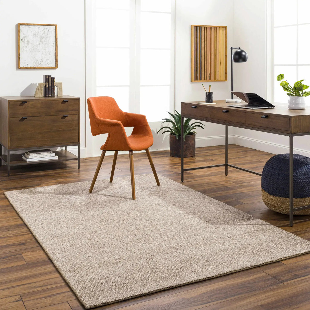 Alyra Tan Solid Area Rug - Clearance, installed in a room