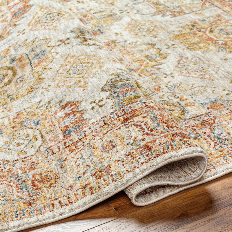 Crescentia Cream Textured Rug with Fringes by Boutique Rugs