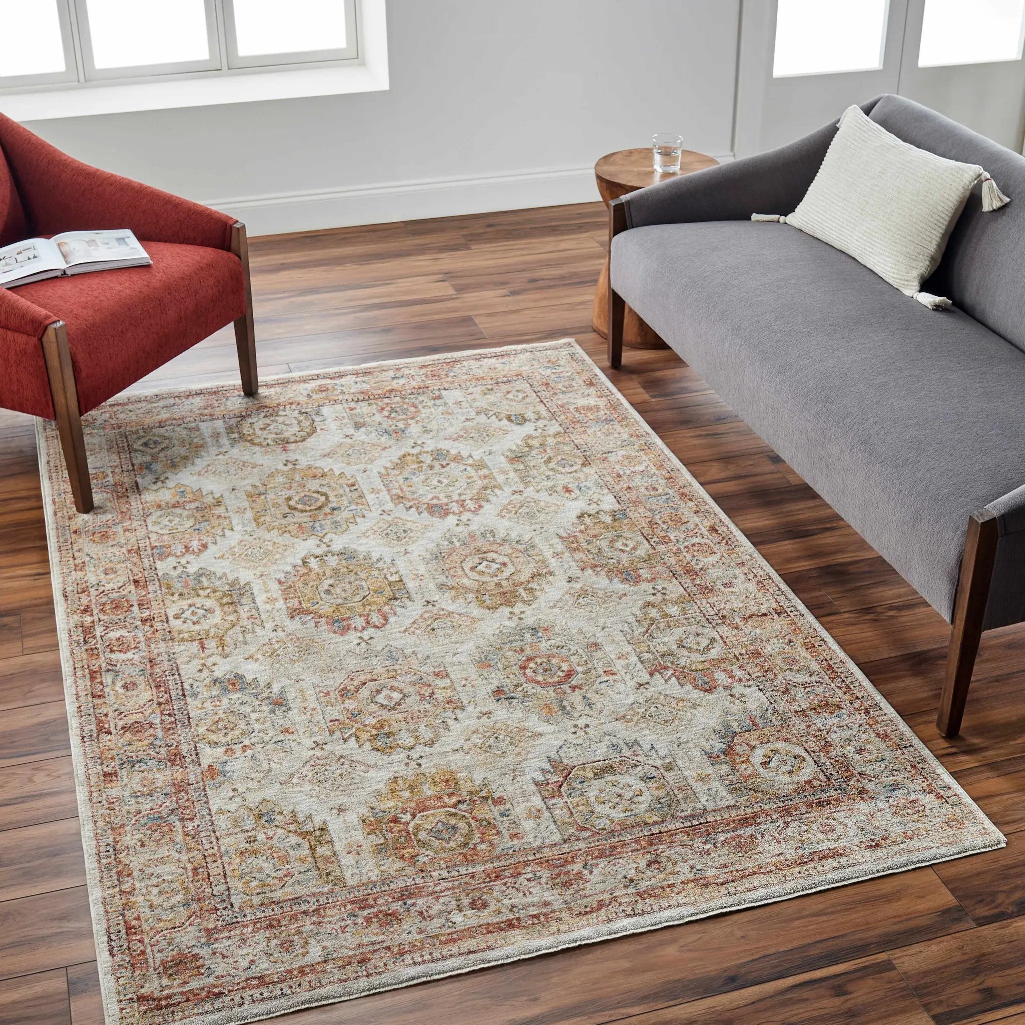 Crescentia Cream Textured Rug with Fringes by Boutique Rugs
