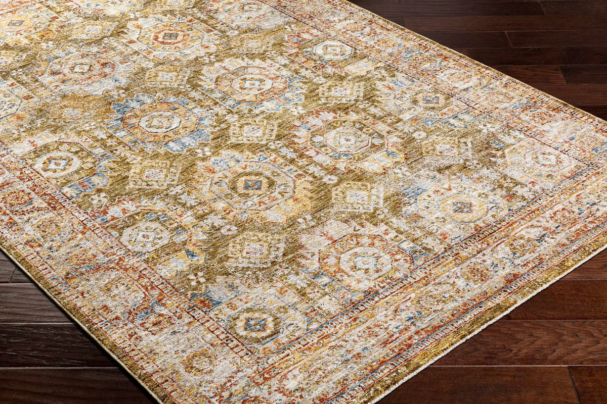 Crescentia Green Textured Rug with Fringes, photo 7 of 9