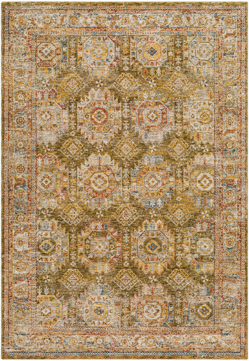 Crescentia Green Textured Rug with Fringes by Boutique Rugs
