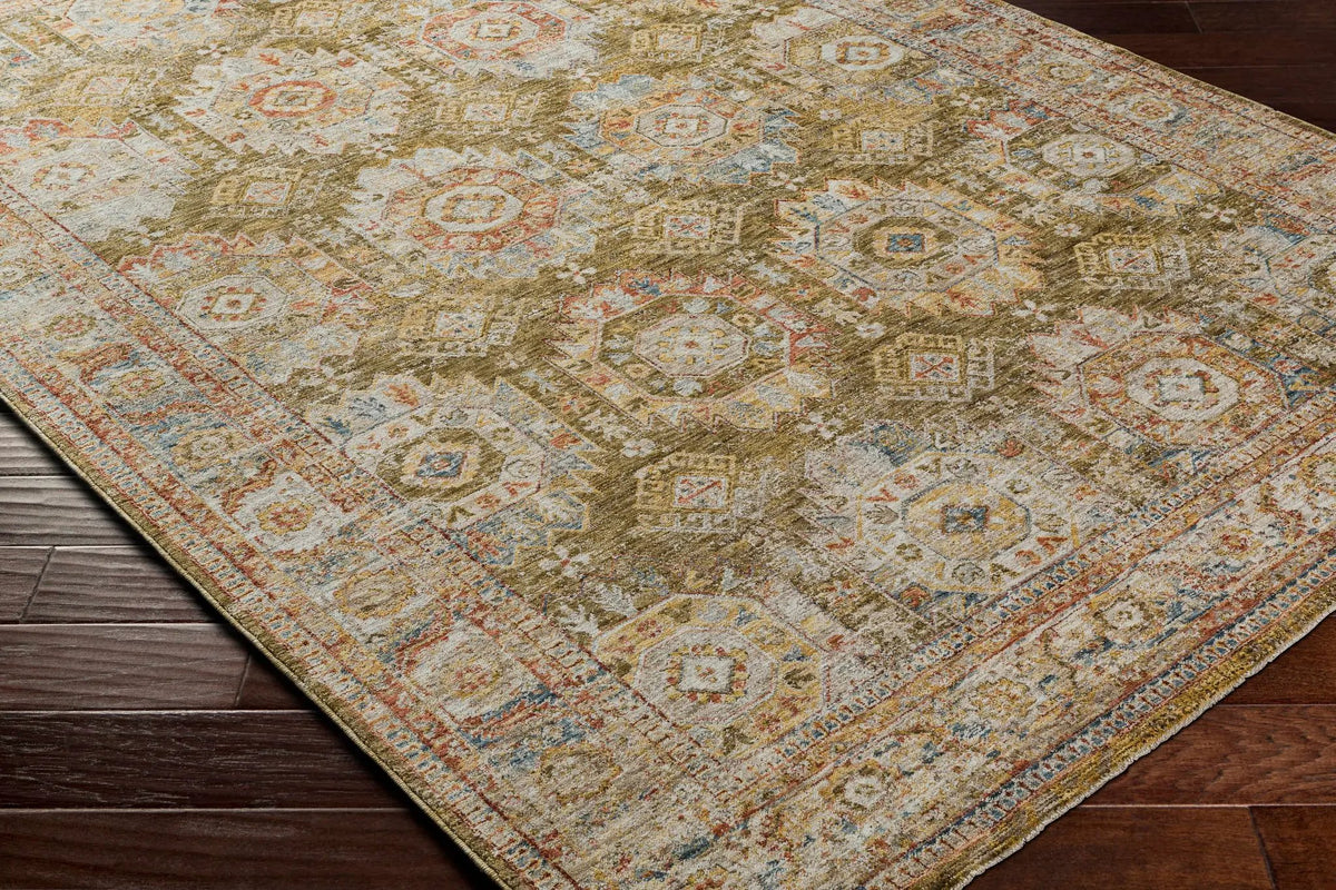 Crescentia Green Textured Rug with Fringes, photo 5 of 9