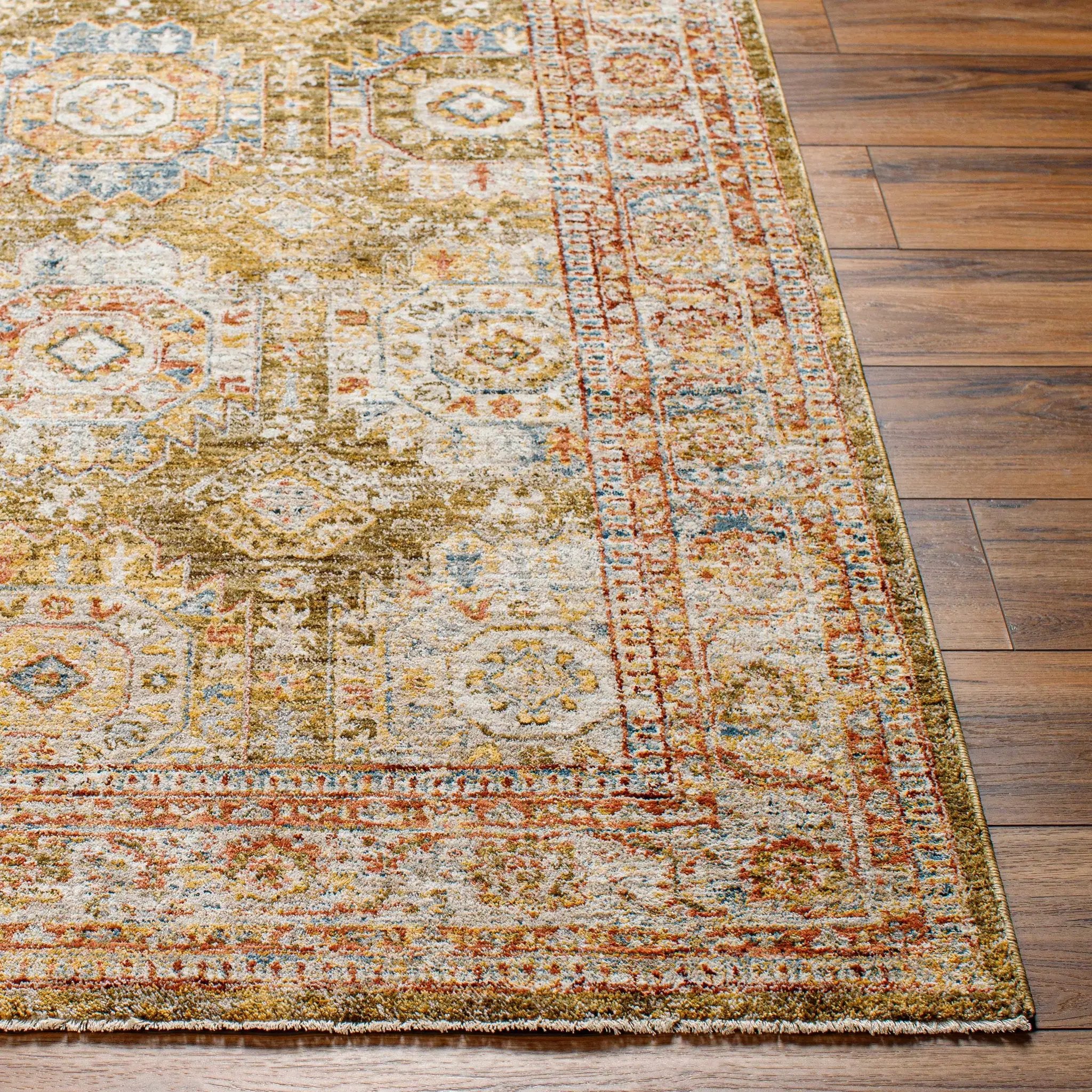 Crescentia Green Textured Rug with Fringes by Boutique Rugs