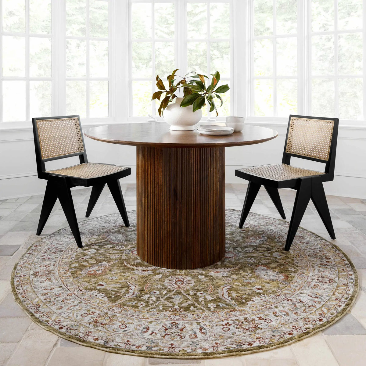 Crescentia Green Textured Rug with Fringes, photo 4 of 9