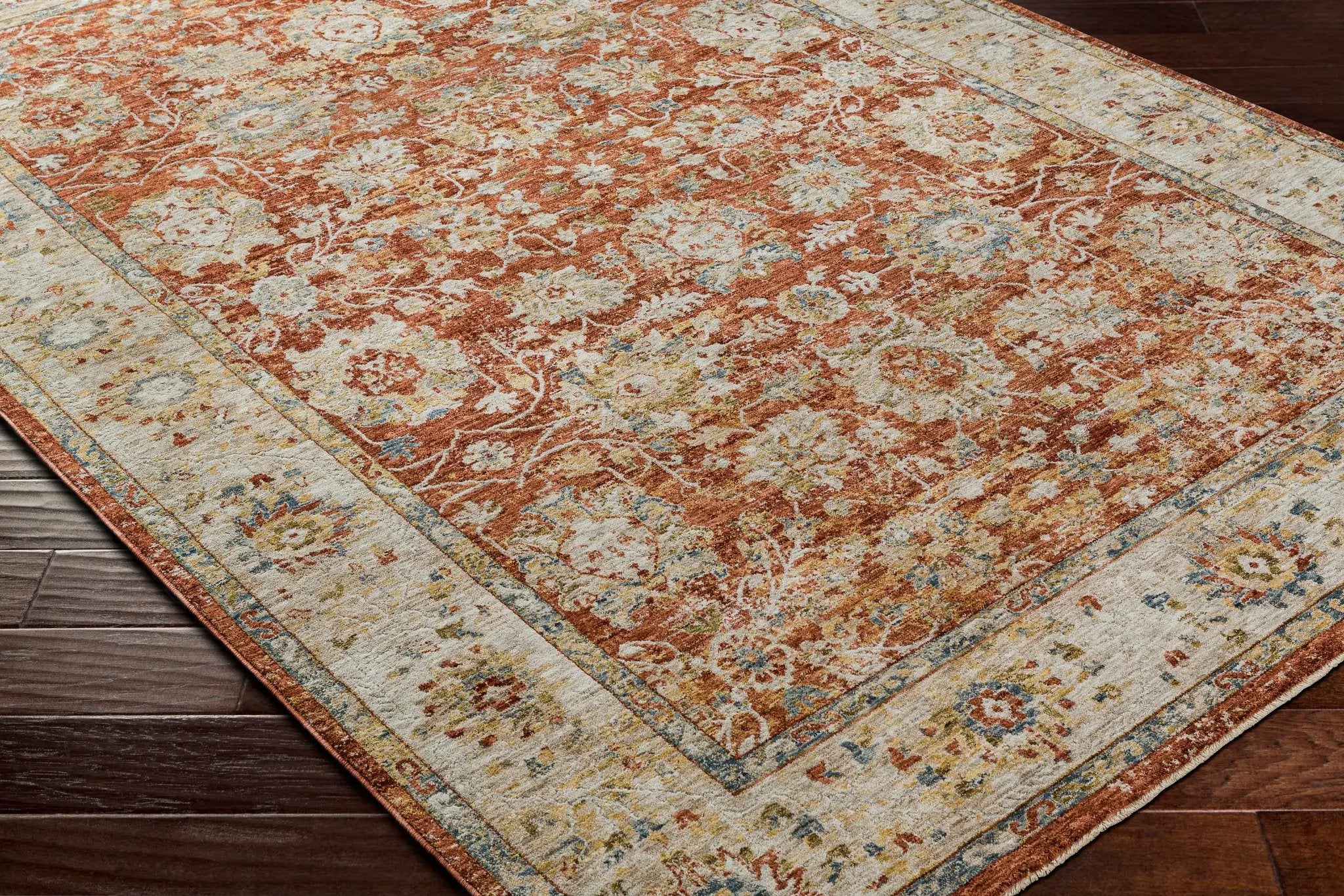 Duong Rust Textured Rug with Fringes by Boutique Rugs
