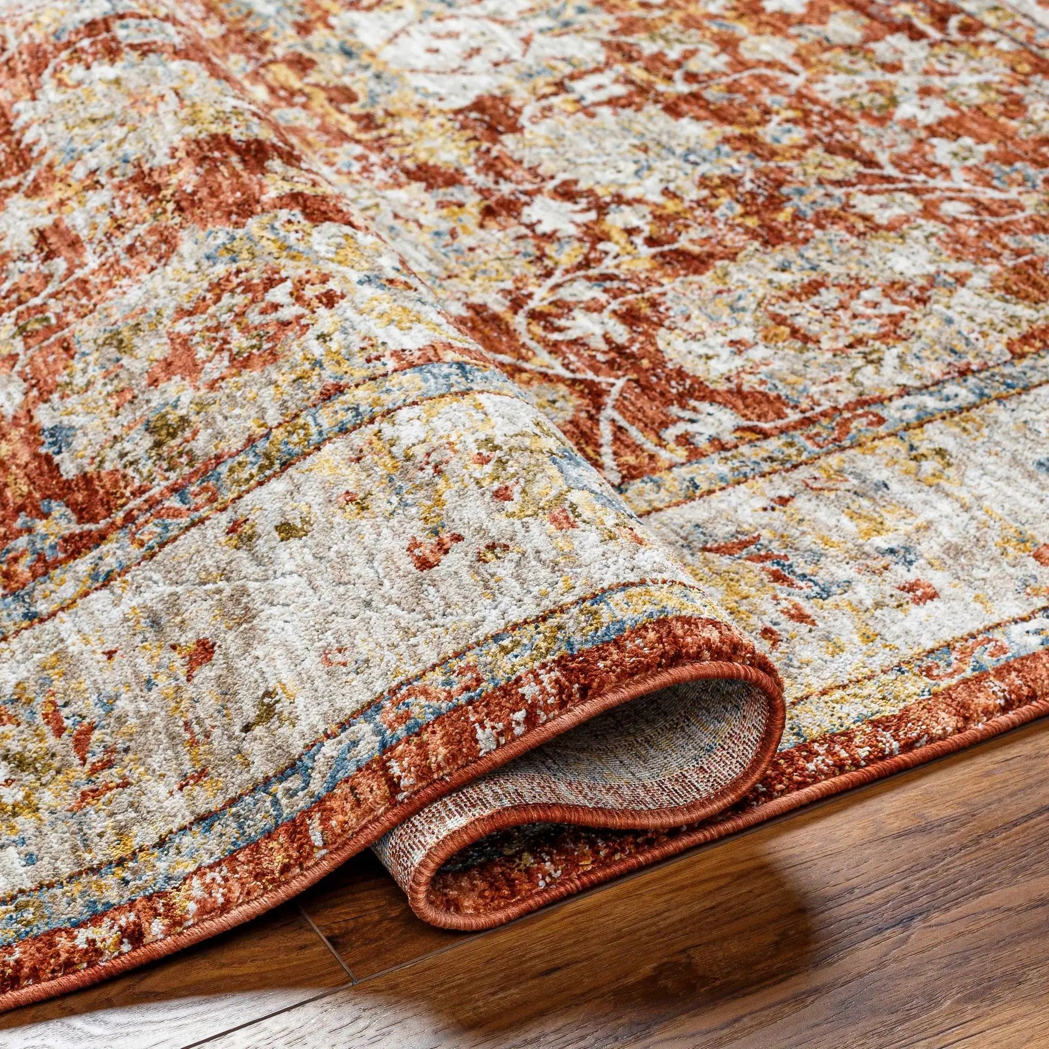 Duong Rust Textured Rug with Fringes by Boutique Rugs