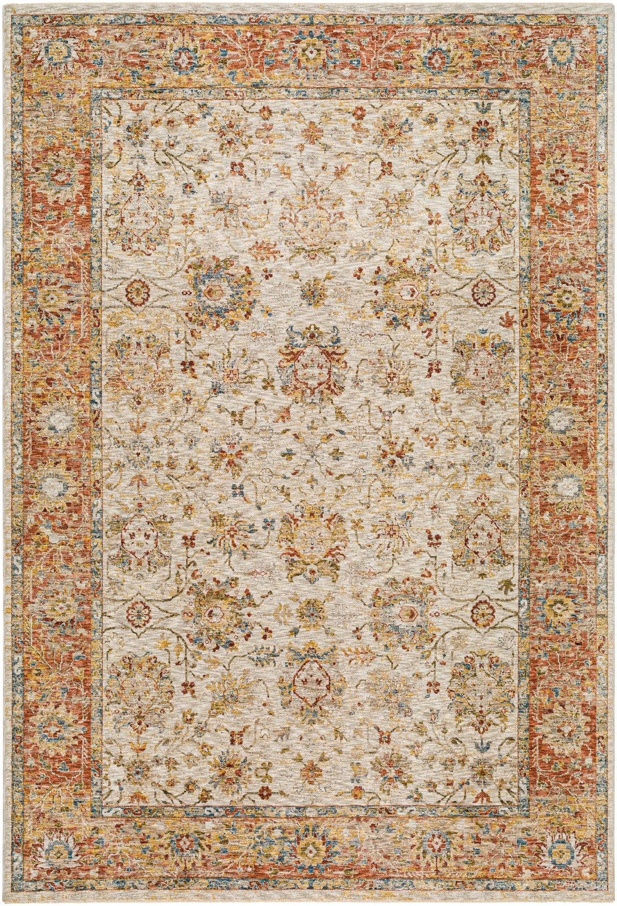 Duong Beige & Rust Textured Rug with Fringes, photo 2 of 8