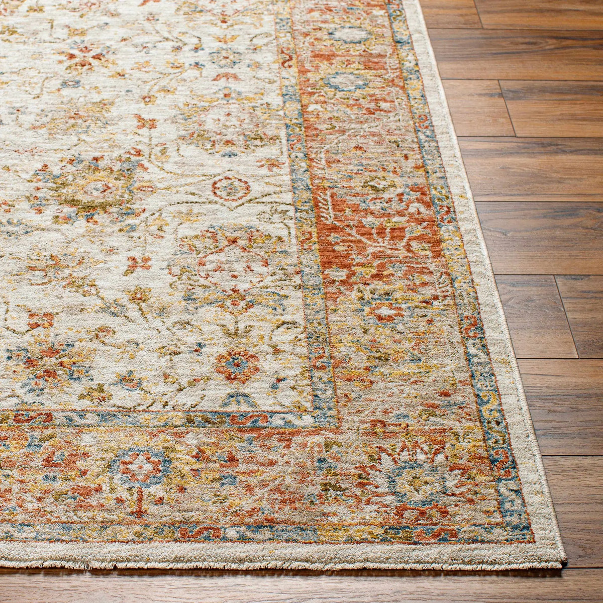 Duong Beige & Rust Textured Rug with Fringes, photo 4 of 8
