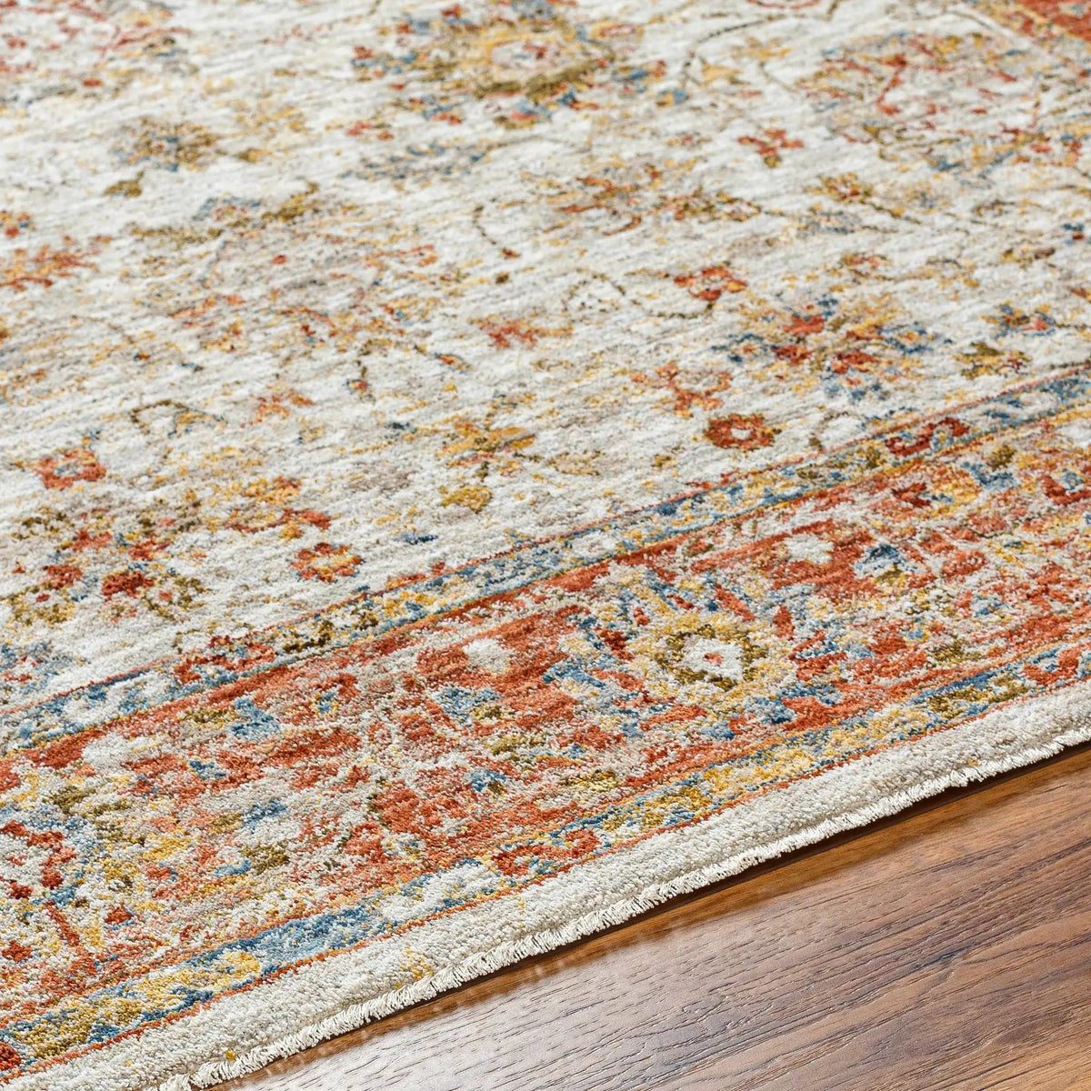 Duong Beige & Rust Textured Rug with Fringes, photo 7 of 8