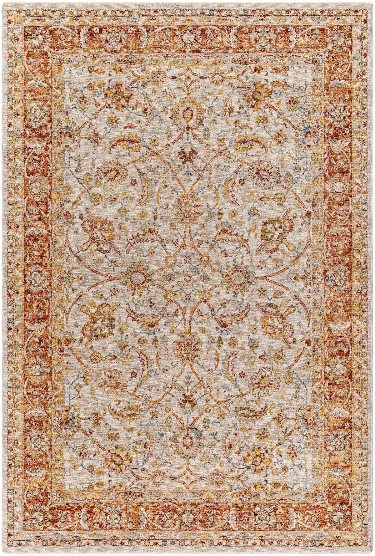 Dyan Cream Textured Rug with Fringes