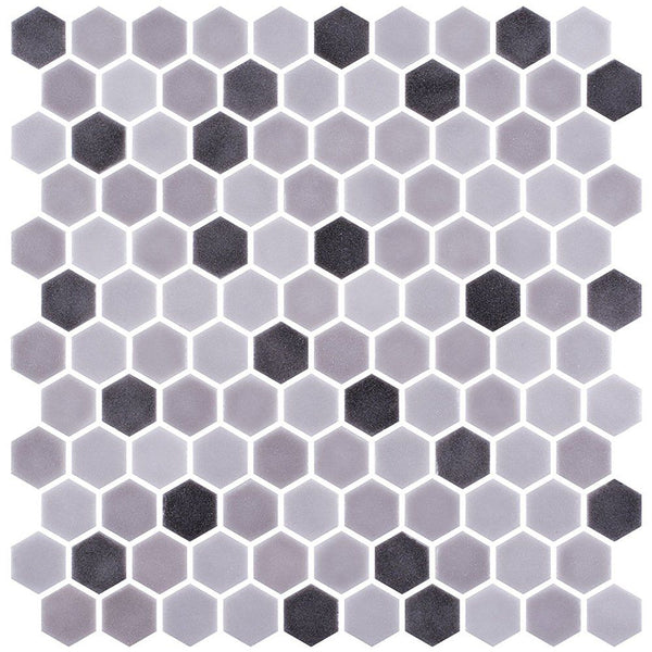 Smoke Honed Hexagon Glass Mosaics 11 3/4x11 1/2