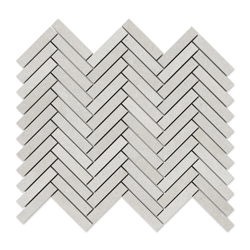 Smoke White Herringbone 5/8x3 Porcelain Mosaics 10 7/16x12 13/16 Porcelain 12x12 Mosaics