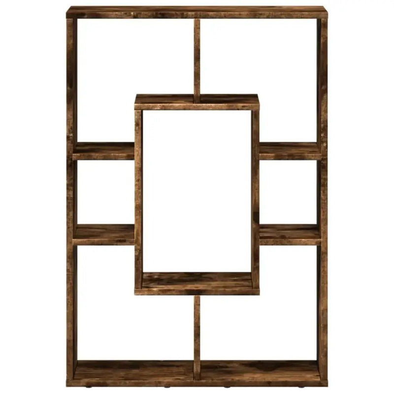 Smoked Oak Multi-Layered Wooden Bookcase Storage Shelving Unit
