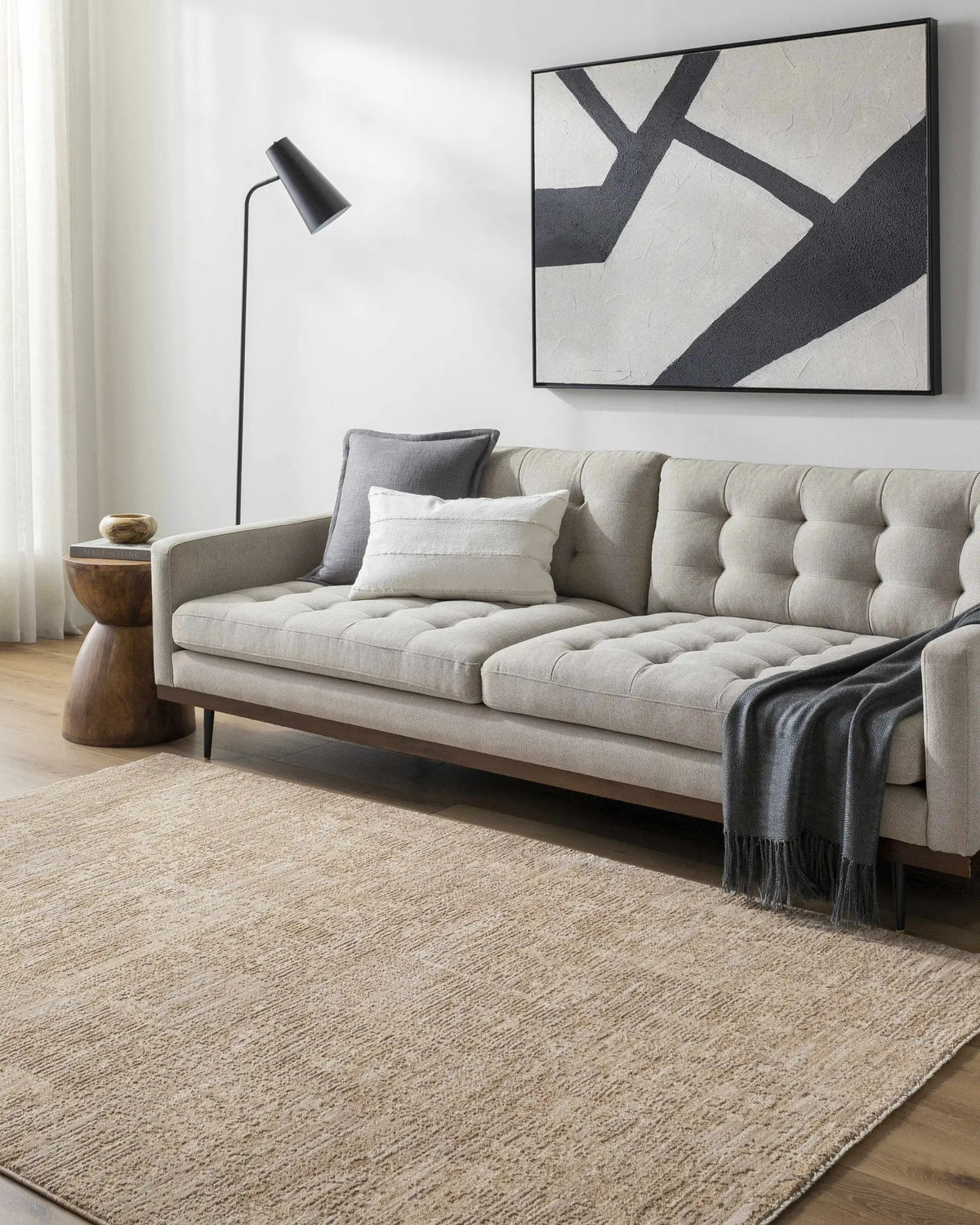 Kahua Tan Area Rug, installed in a room 3