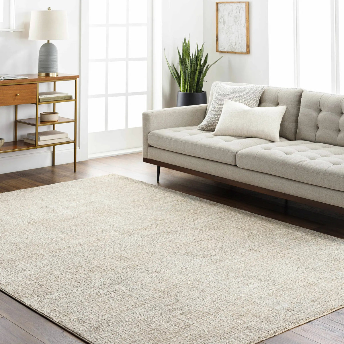 Laina Area Rug, installed in a room