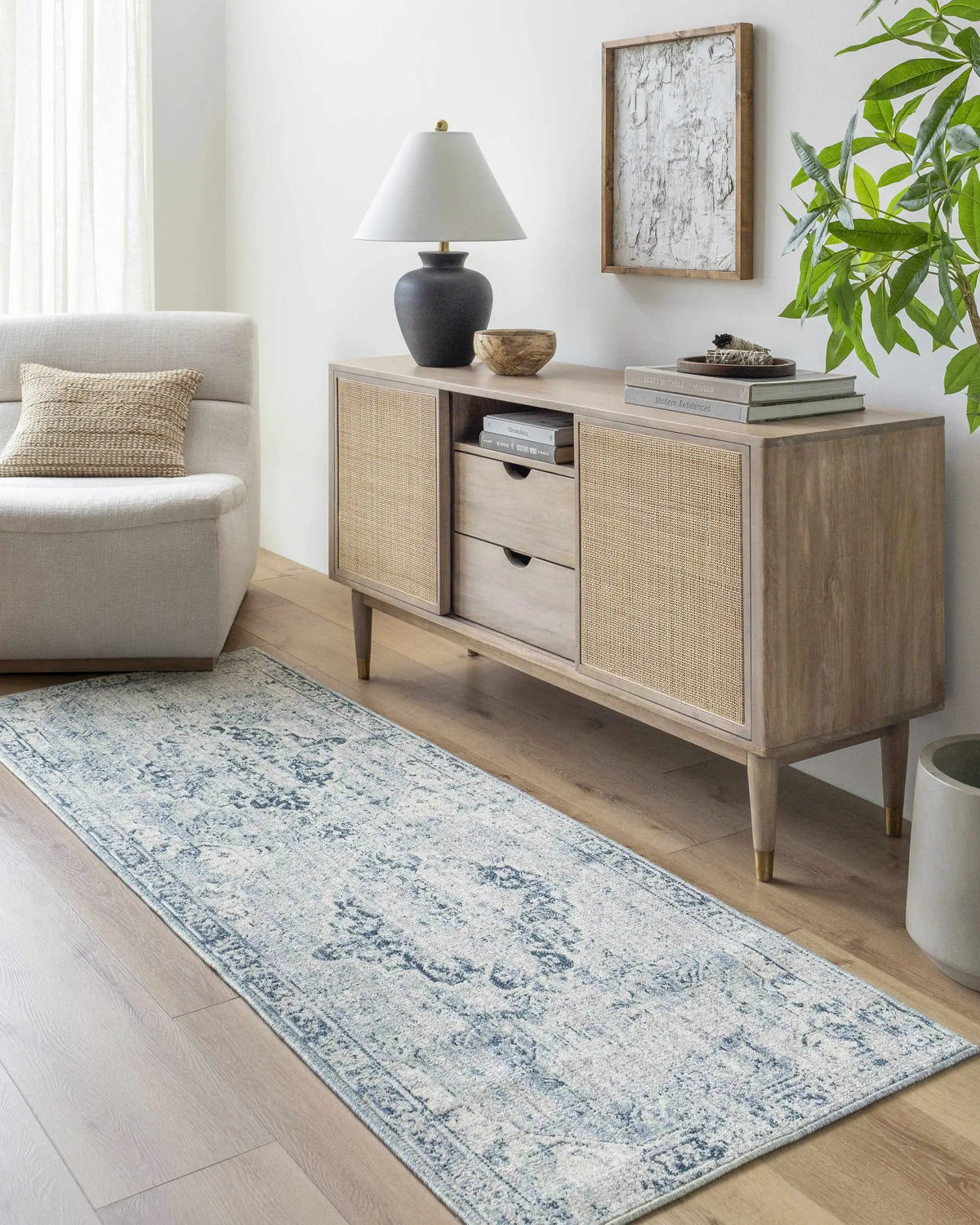 Jemma Blue Medallion Area Rug - Clearance, installed in a room 2