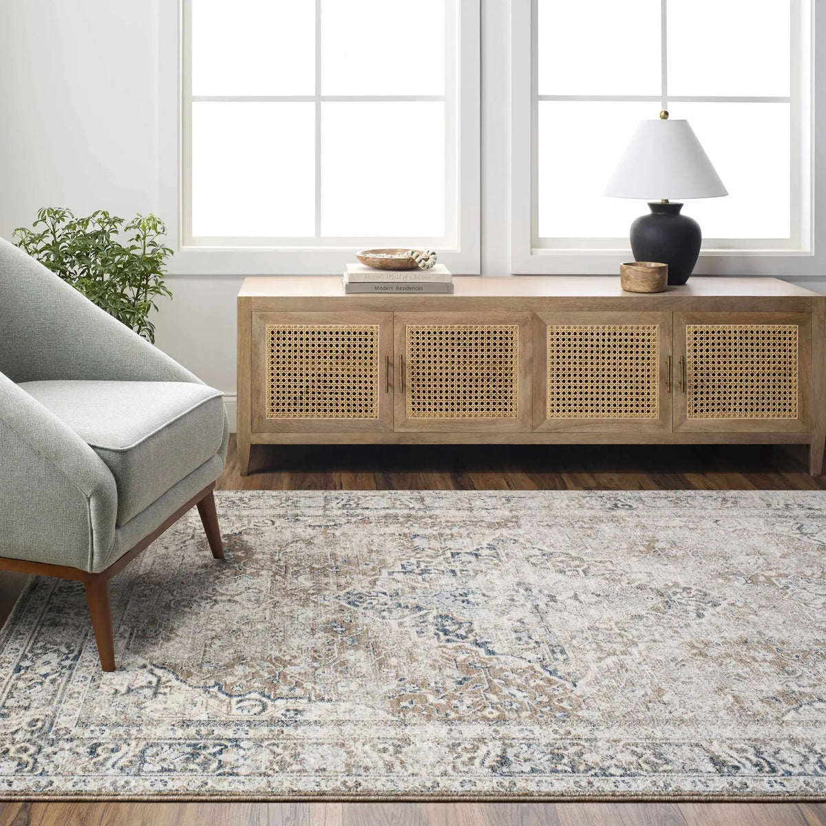 Jemma Brown Medallion Area Rug - Clearance, installed in a room
