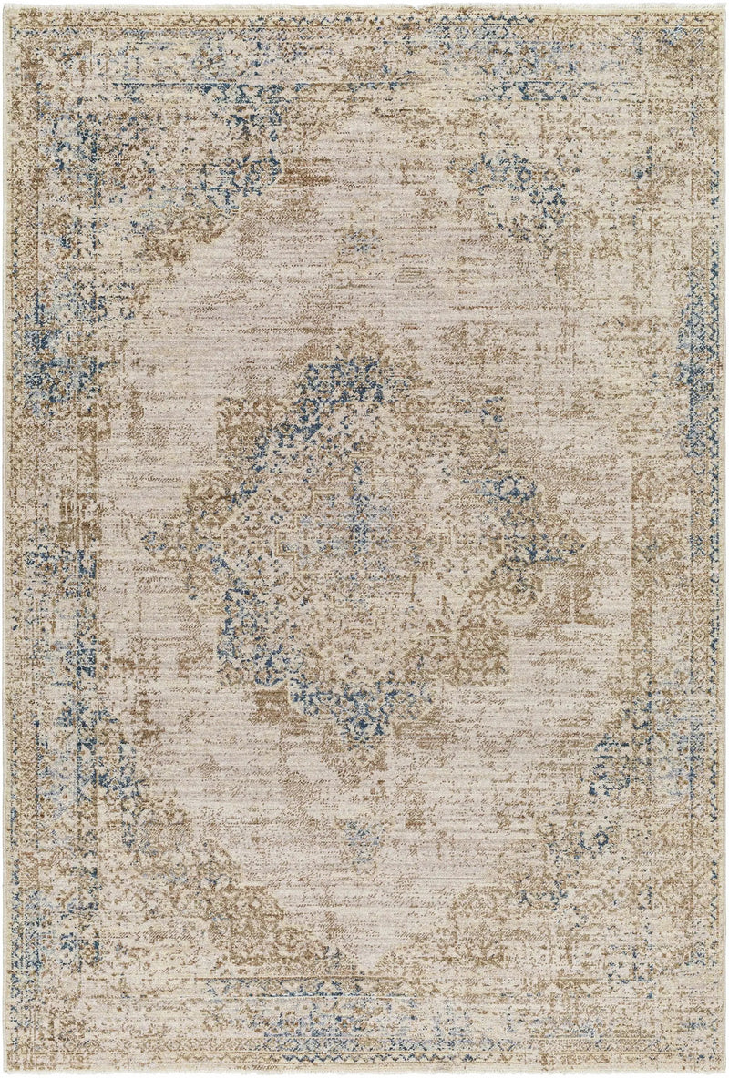 Kosta Beige & Blue Medallion Area Rug - Clearance by Boutique Rugs
