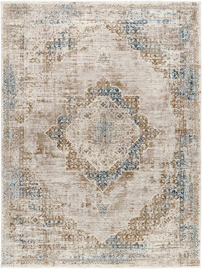 Kosta Beige & Blue Medallion Area Rug - Clearance by Boutique Rugs