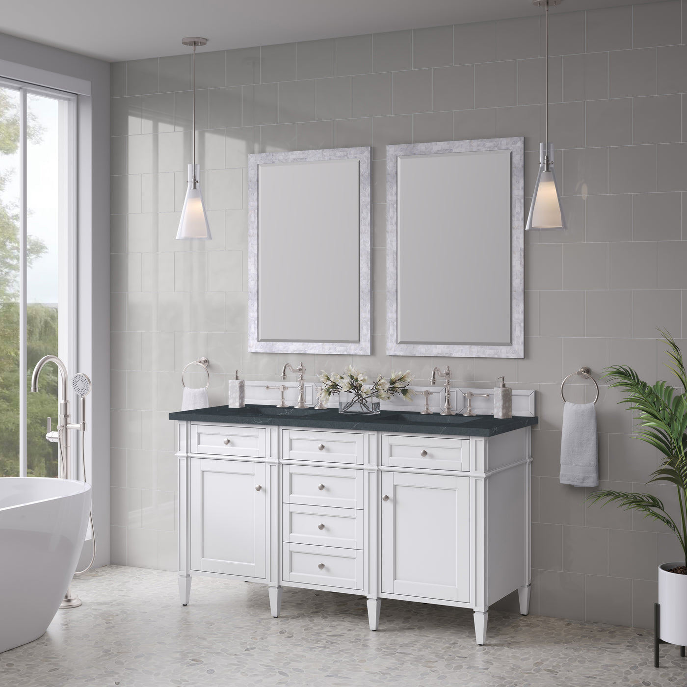James Martin Brittany 60" Double Bathroom Vanity, Bright White, view 37