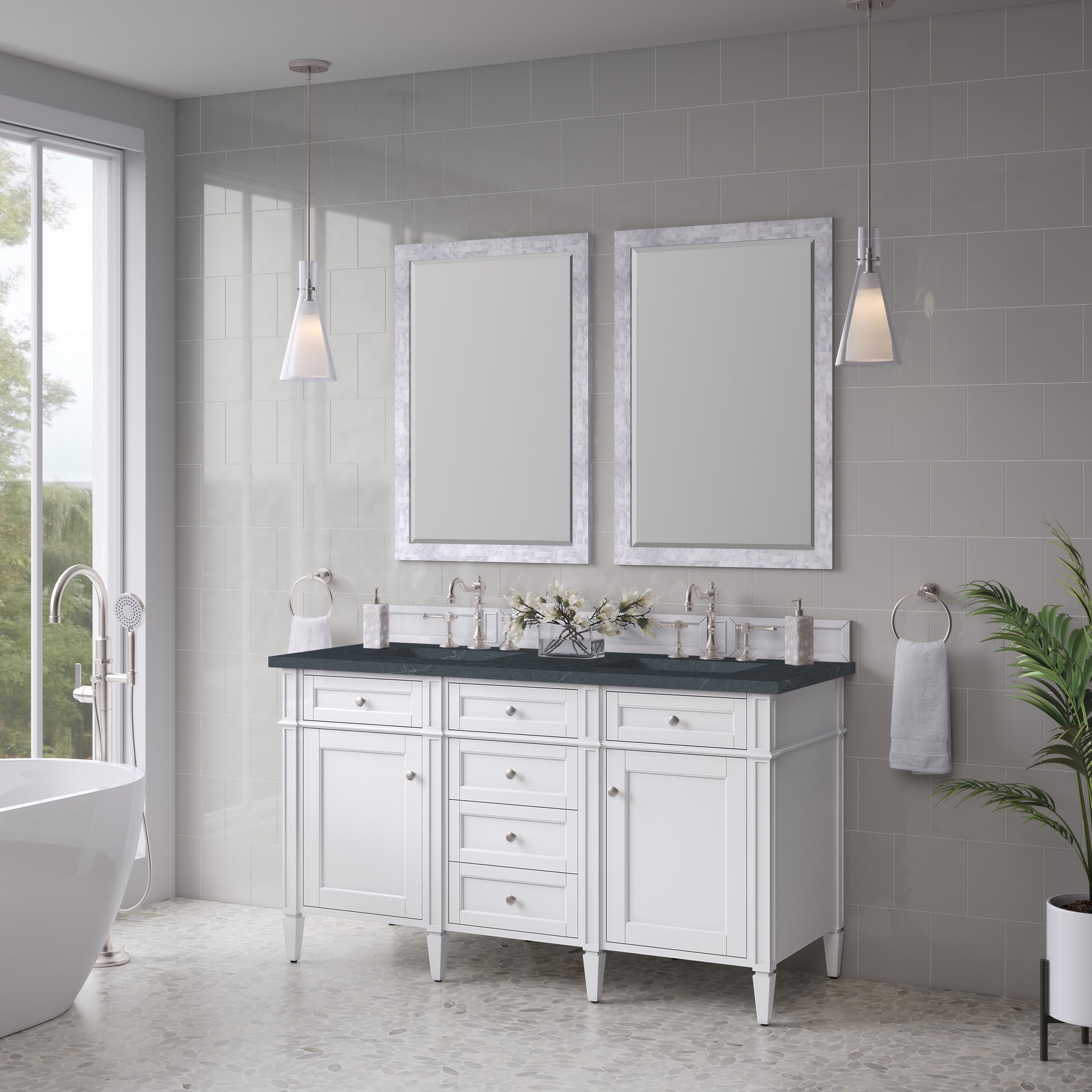 James Martin Brittany 60" Double Bathroom Vanity, Bright White, view 37