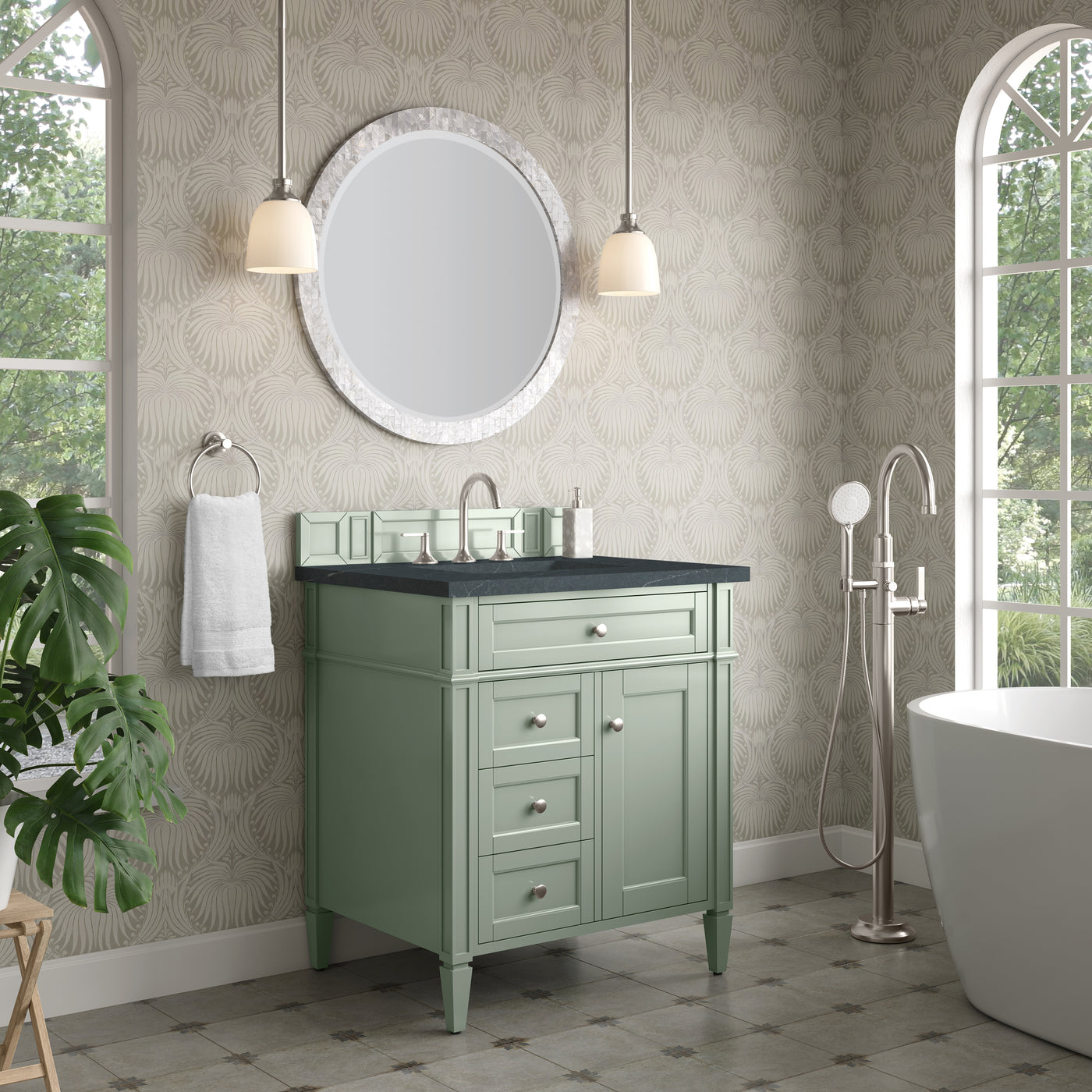James Martin Brittany 30" Single Bathroom Vanity, Sage Green, view 20
