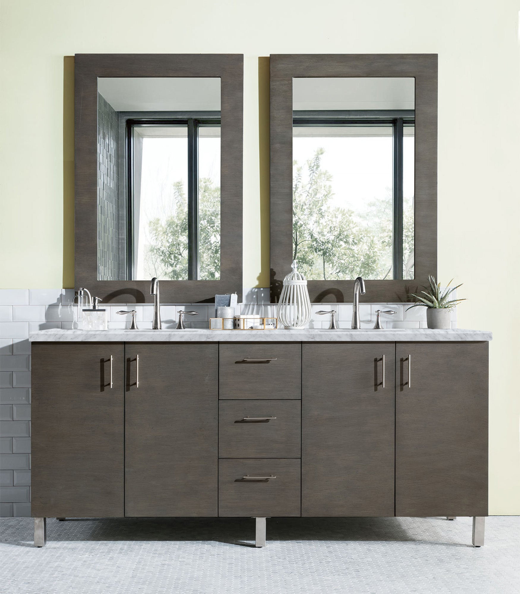 James Martin Metropolitan 72" Dual Mount Double Bathroom Vanity, Silver Oak, view 21