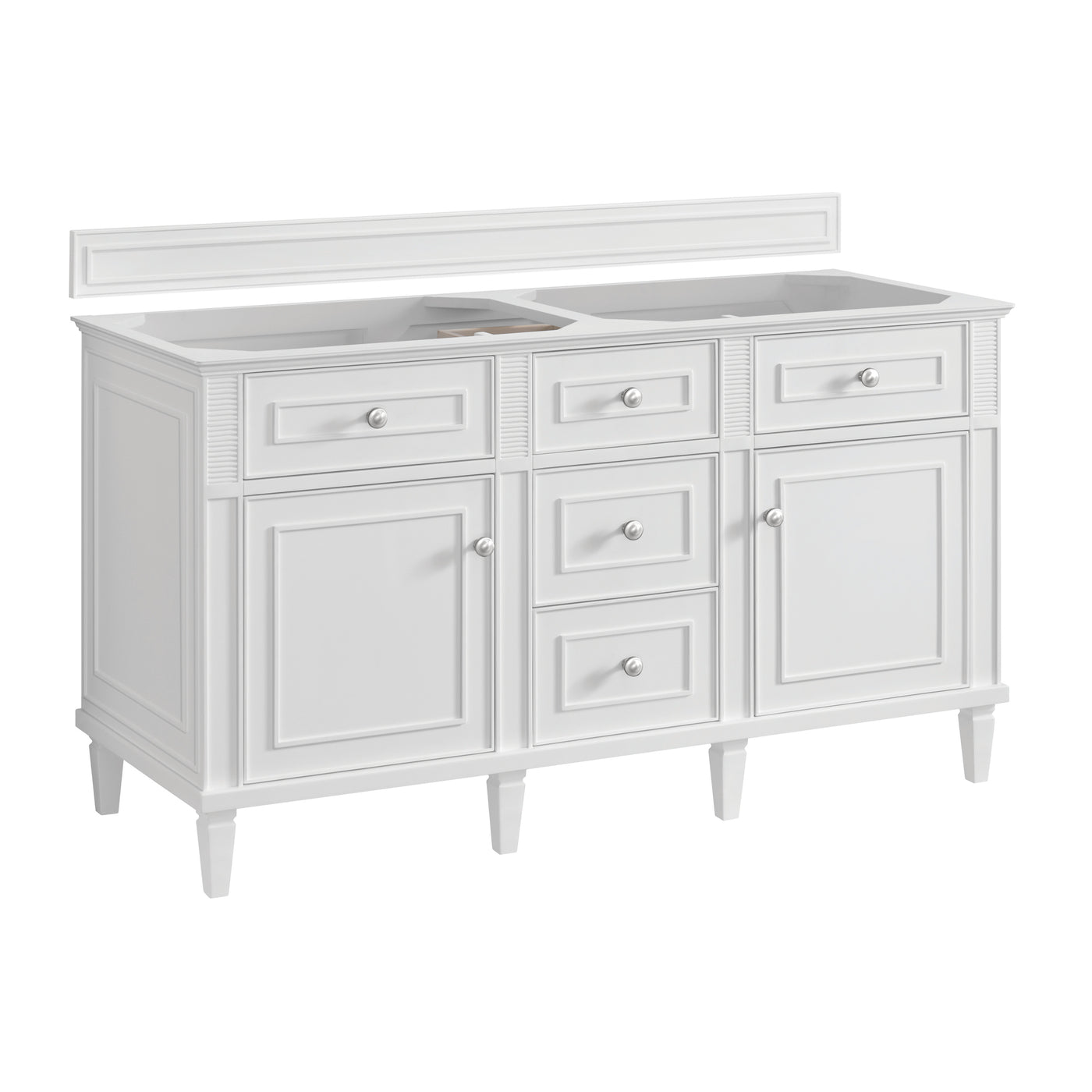 James Martin Lorelai 60" Double Bathroom Vanity, Bright White, cabinet without a countertop