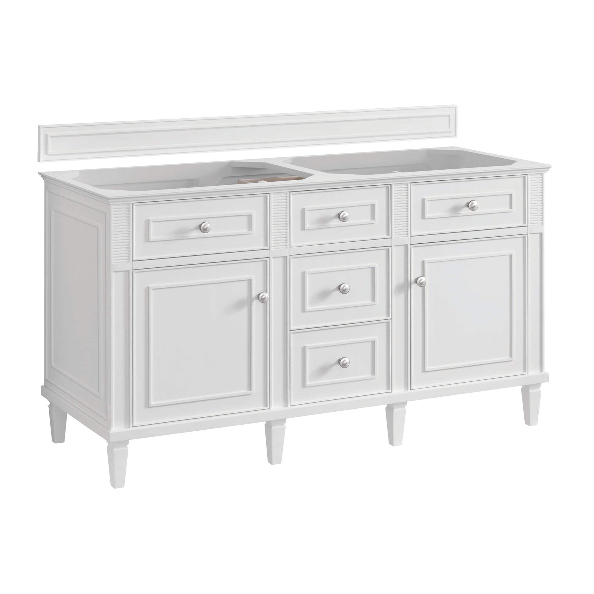 James Martin Lorelai 60" Double Bathroom Vanity, Bright White, cabinet without a countertop
