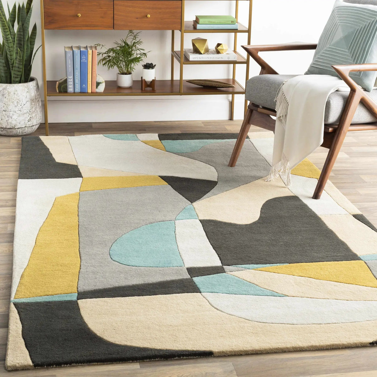 Sneedville Modern Wool Rug, installed in a room