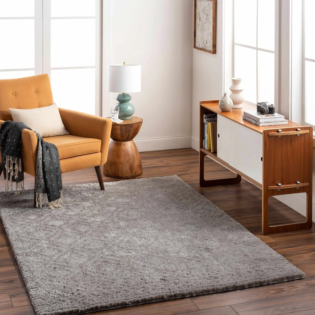 Amnon Area Rug, installed in a room