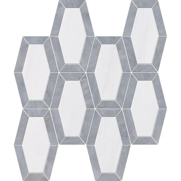 Snow White, Allure Multi Finish Lincoln Marble Mosaics 10 1/4x12 13/16