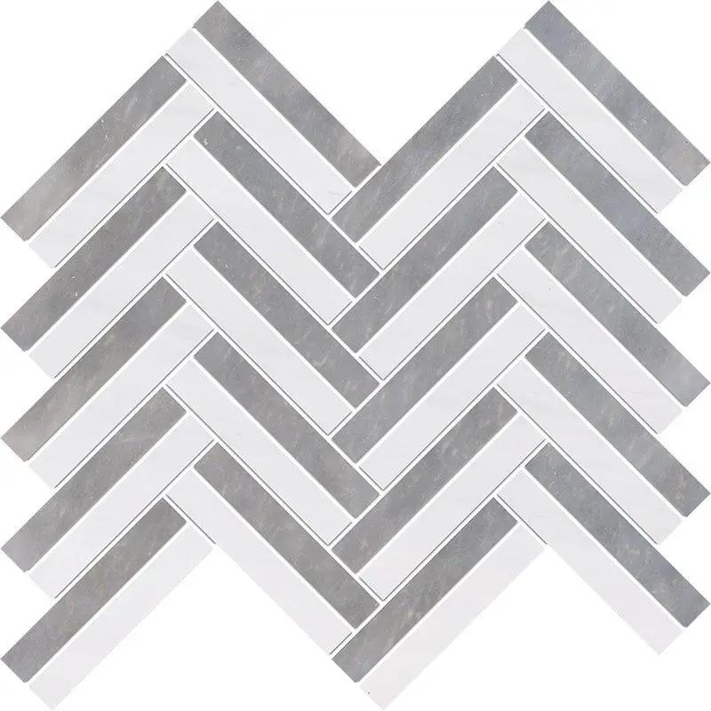 Snow White, Allure Multi Finish Raya Basket Marble Mosaics 12x12 by Stonetiledepot