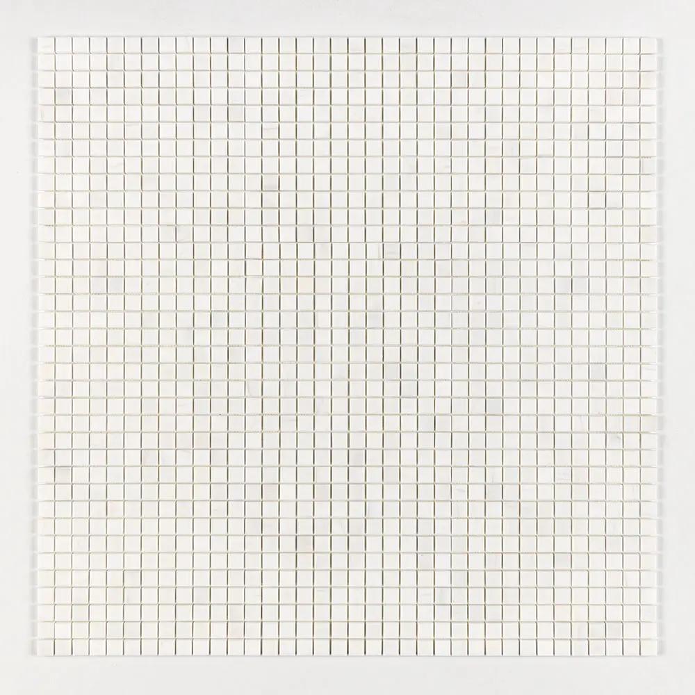 Snow White Polished 1x1 Marble Mosaics 12x12 by Stonetiledepot