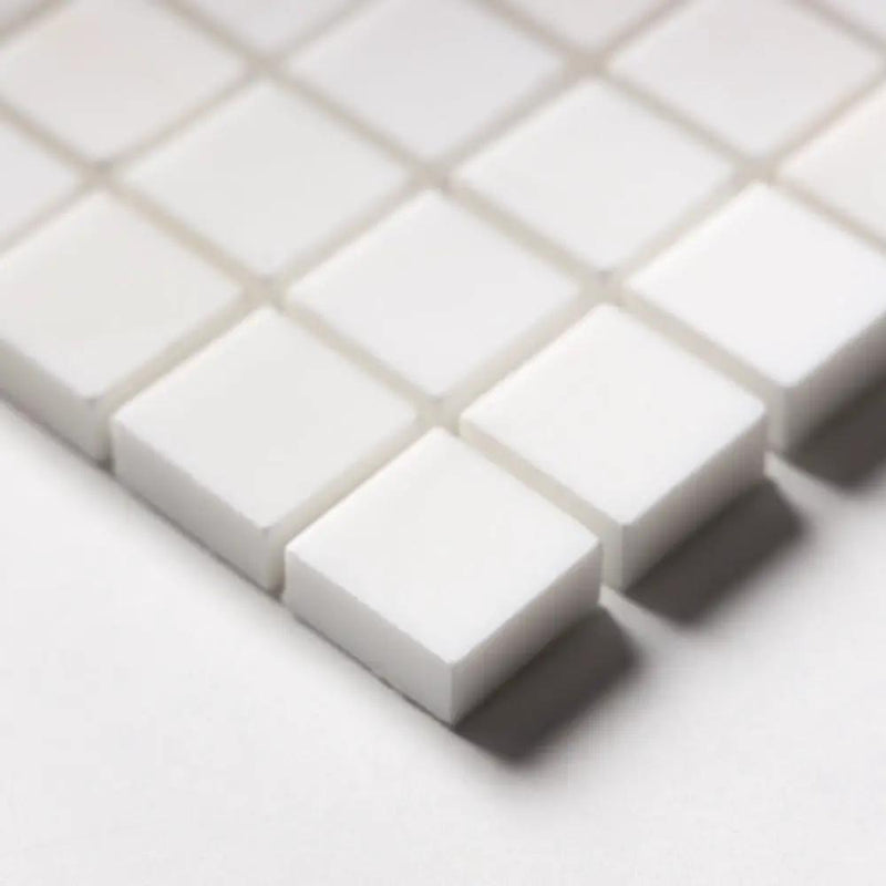 Snow White Polished 1x1 Marble Mosaics 12x12 by Stonetiledepot