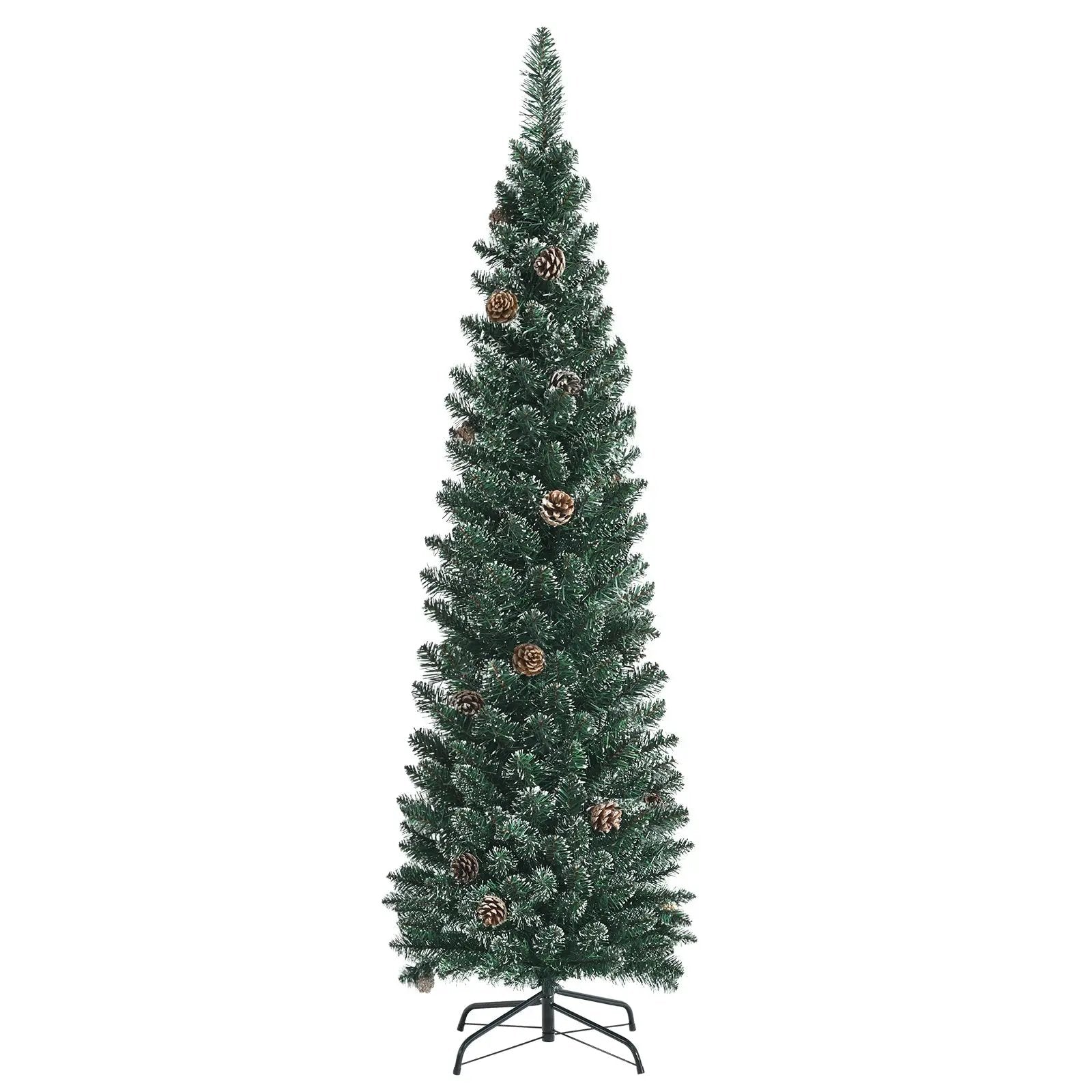 Snowy Artificial Pencil Christmas Tree with Pine Cones by DirectDeals