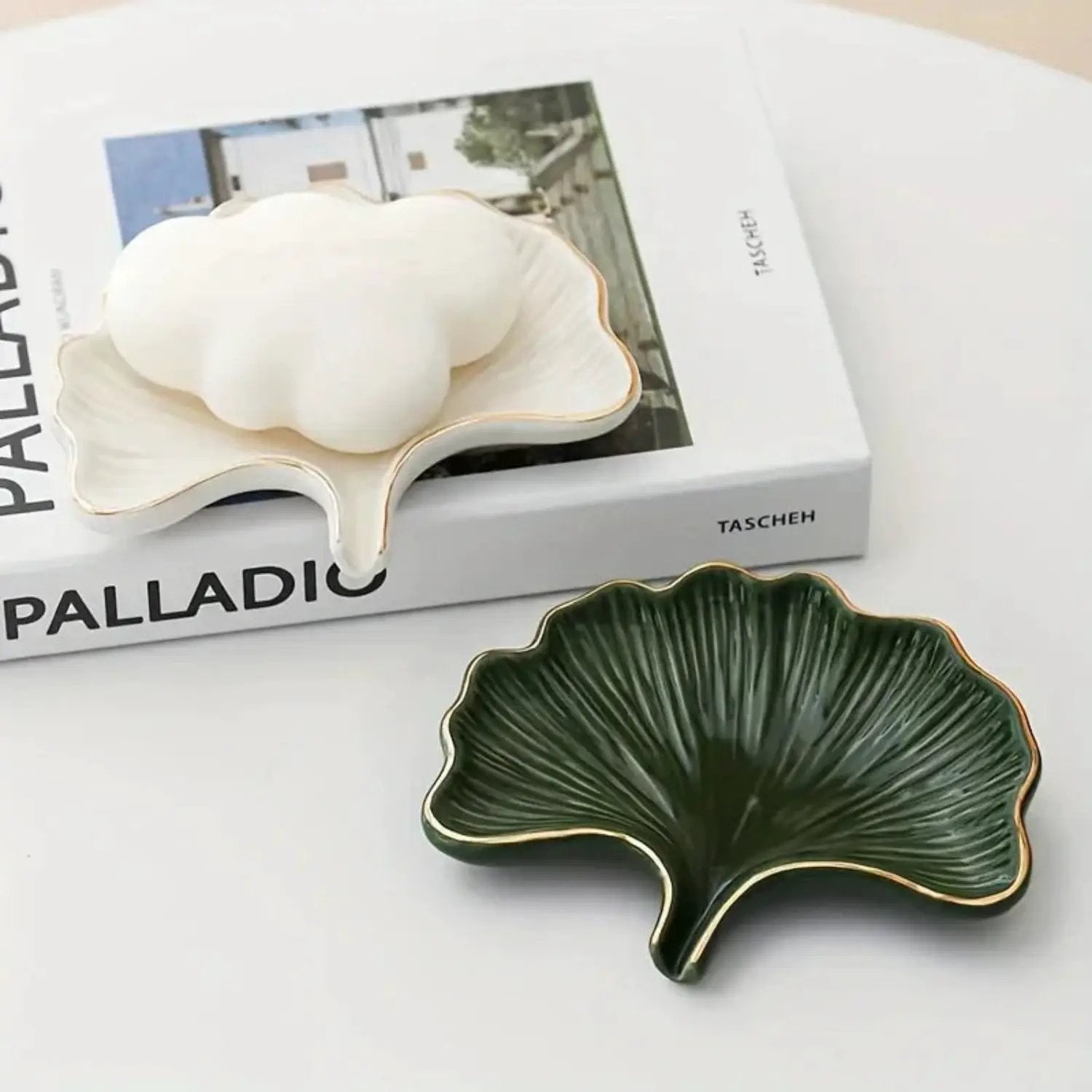 Soap Dish - Ceramic Golden Leaf by House Of Avana
