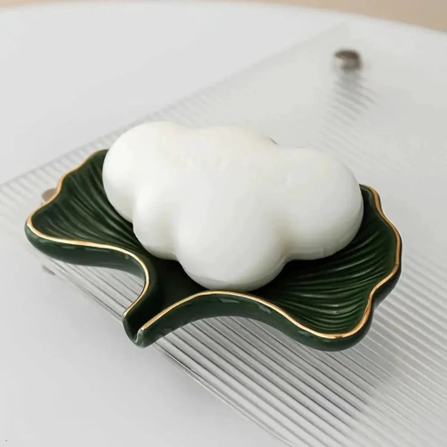 Soap Dish - Ceramic Golden Leaf by House Of Avana